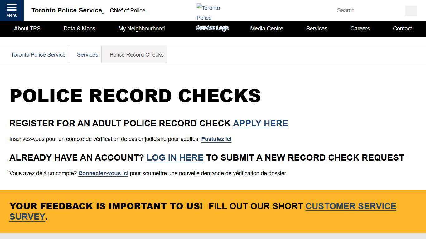 Police Record Checks- Toronto Police Service
