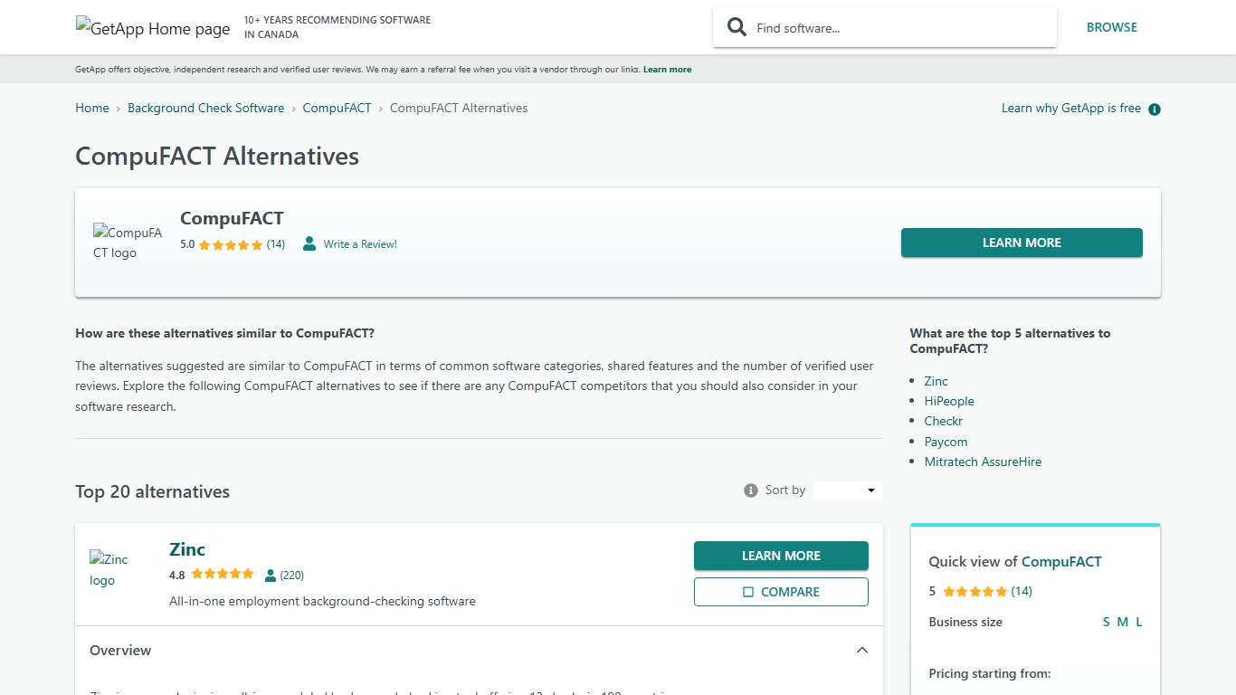 Top 20 CompuFACT Alternatives | GetApp Canada 2026